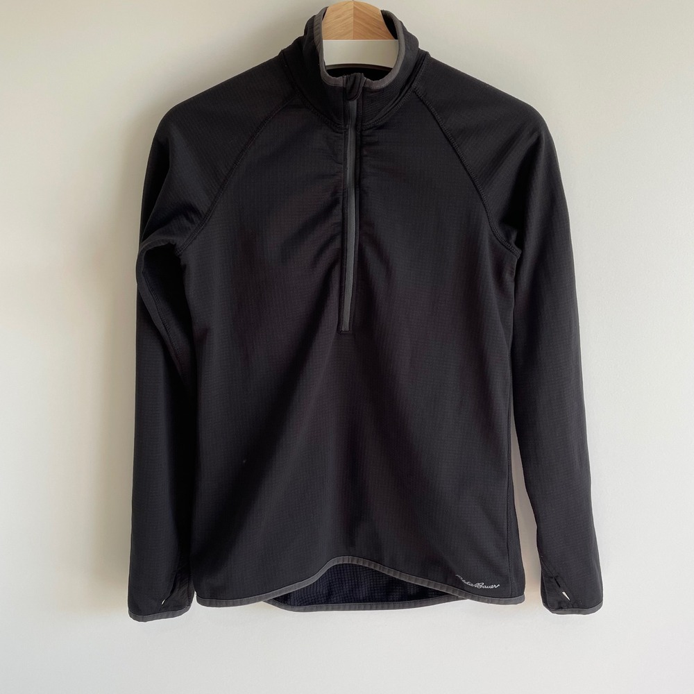 Eddie Bauer Womens Black Quarter Zip Pullover Long‎ Sleeve Top S Active Layering